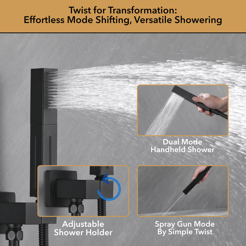 Luxury Single Handle 2-Spray Shower Faucet 1.8 GPM with 10 in. Rainfall Head and Pressure Balance Valve