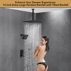 Single Handle 4-Spray Shower Faucet 1.8 GPM 12 in. Square Ceiling Mounted Shower with Pressure Balance