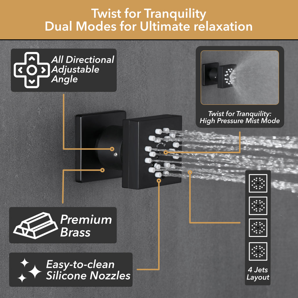 Luxury Single Handle 2-Spray Shower Faucet 1.8 GPM with 16 in. LED Rainfall Square Head and 4-Jet