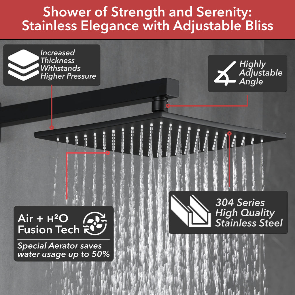 Single Handle 2-Spray Shower Faucet 1.8 GPM 10 in. Square Ceiling Mounted with Pressure Balance in Chrome with 4-Jet