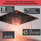 Single Handle 5-Spray Shower Faucet 1.8 GPM 16 in. LED Square Ceiling Mounted with Pressure Balance