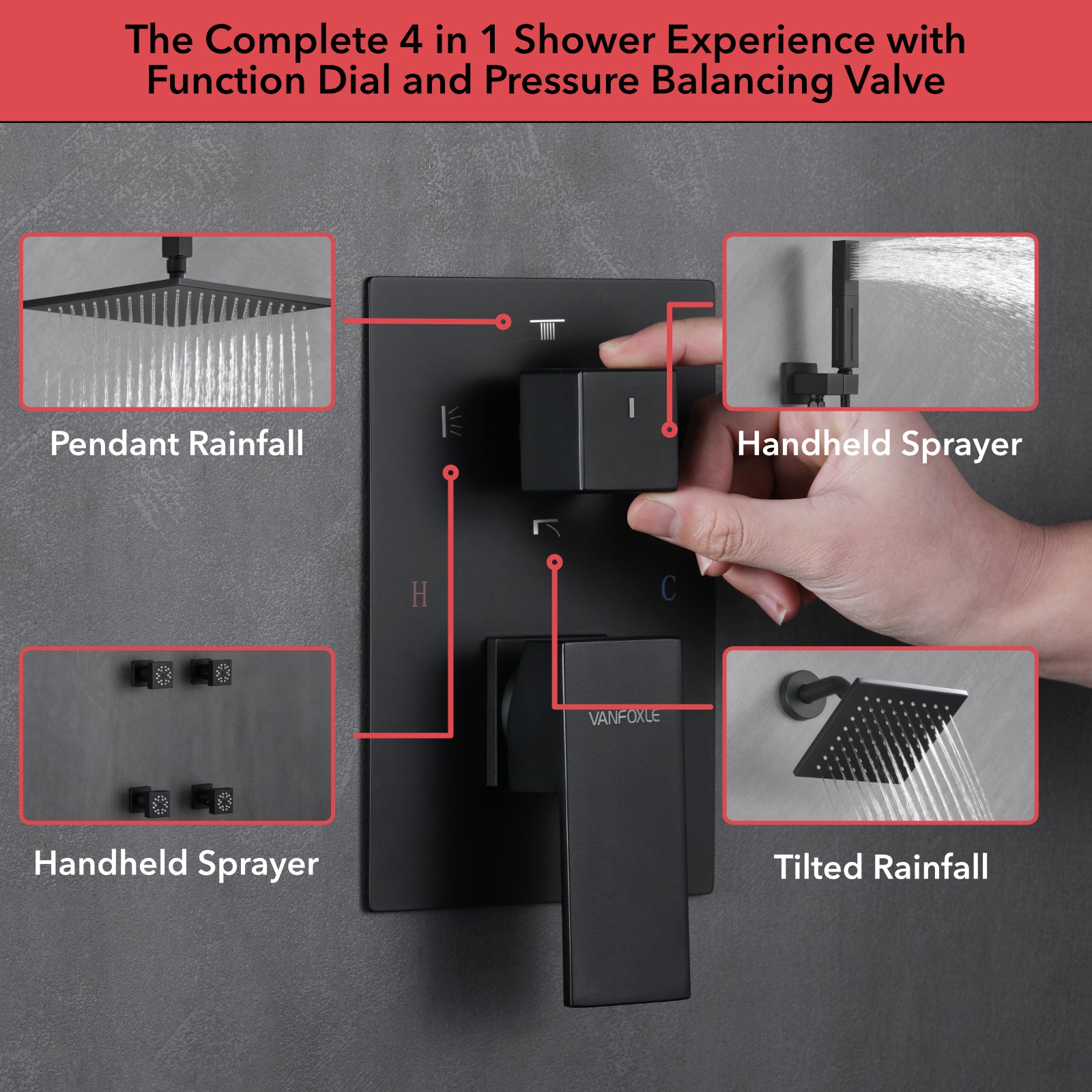 Luxury Single Handle 2-Spray Shower Faucet 1.8 GPM with 10 in. Rainfall Head and Pressure Balance Valve