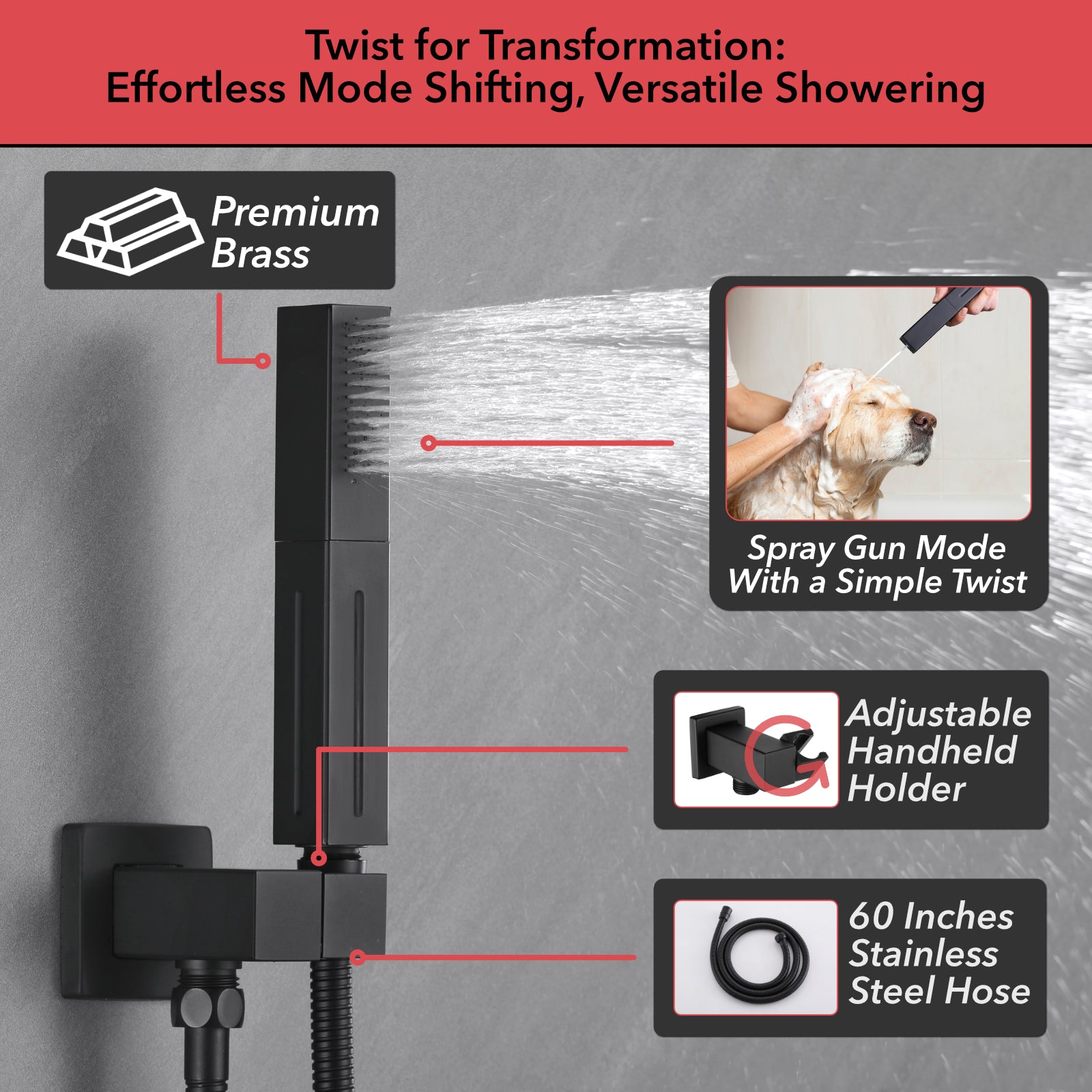 Luxury Single Handle 2-Spray Shower Faucet 1.8 GPM with 10 in. Rainfall Head and Pressure Balance Valve