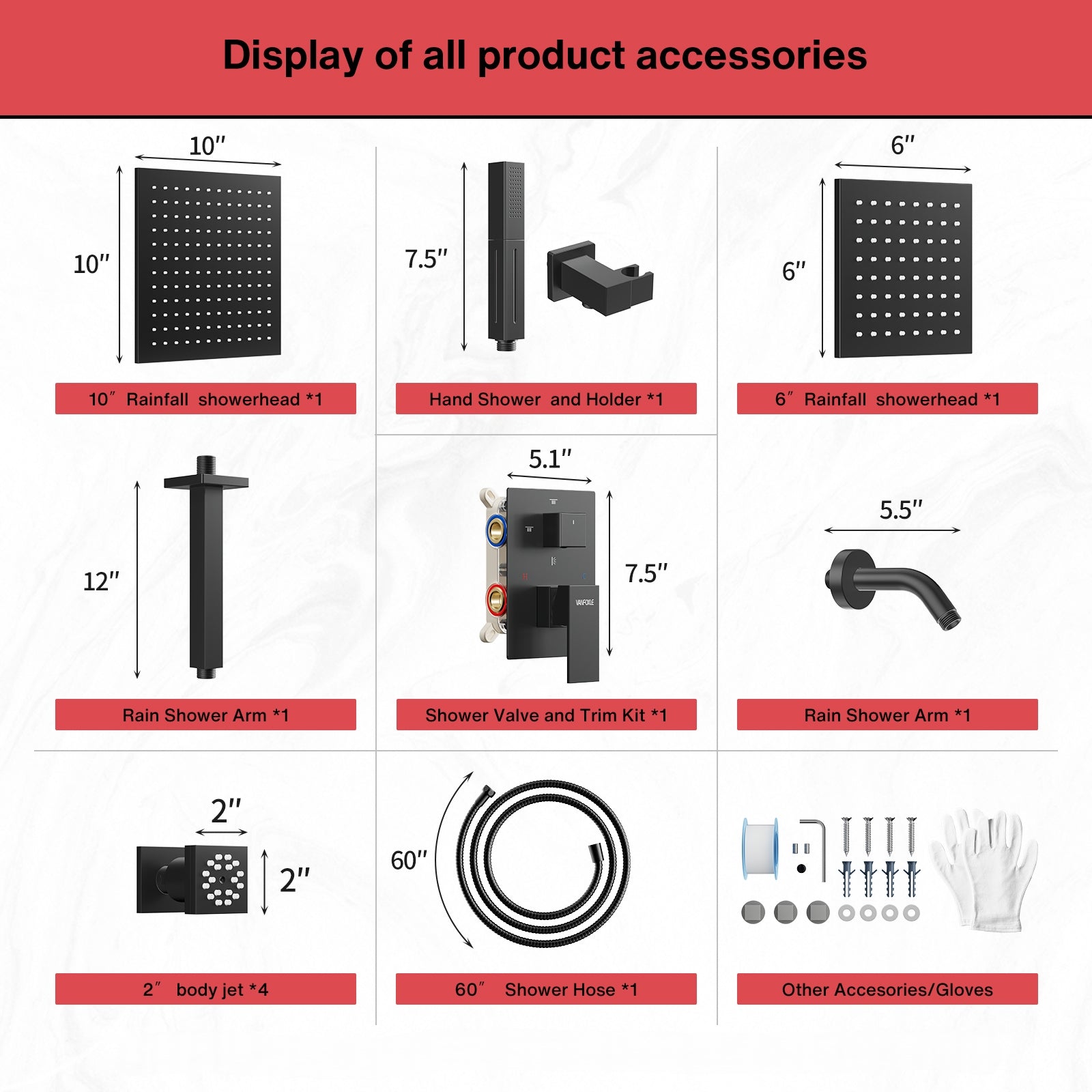 Luxury Single Handle 2-Spray Shower Faucet 1.8 GPM with 10 in. Rainfall Head and Pressure Balance Valve