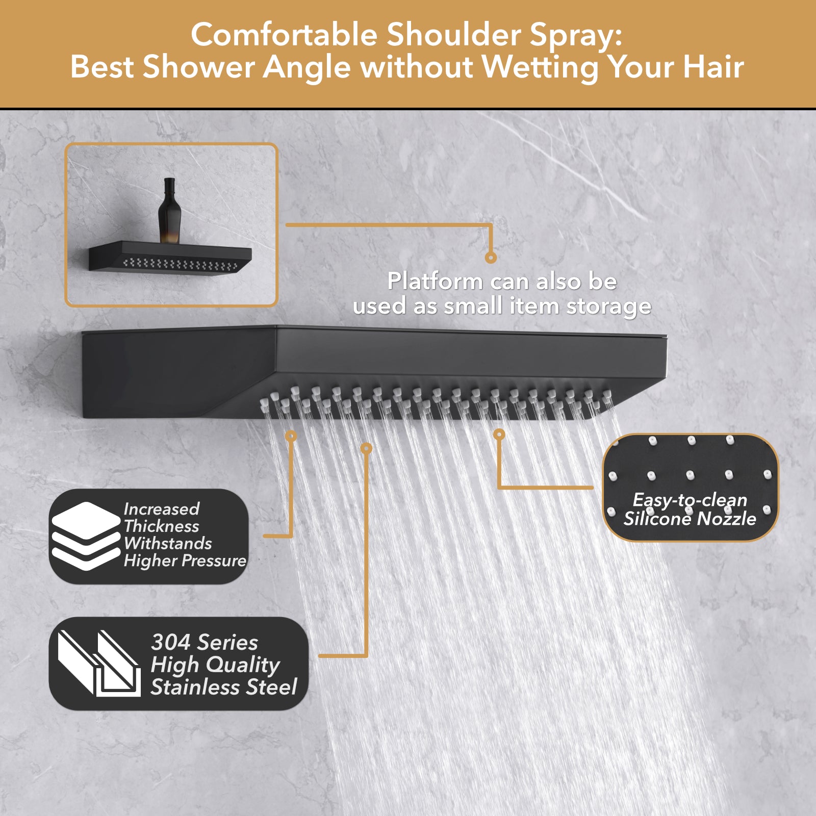 Single Handle 2-Spray Shower Faucet 1.8 GPM with 19 in. LED Square Head and 14-Inch Shoulder Massage