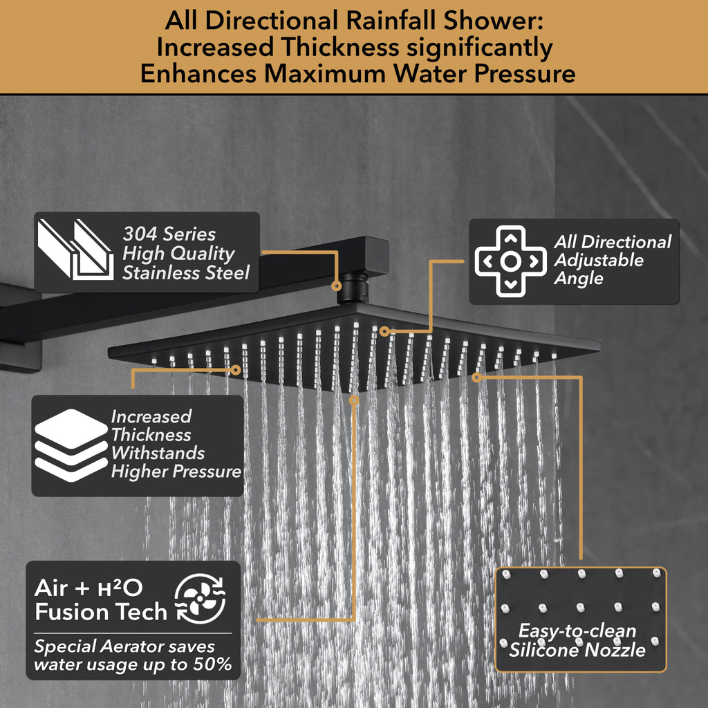 Luxury Single Handle 2-Spray Shower Faucet 1.8 GPM with 10 in. Rainfall Head and Pressure Balance Valve