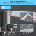 Single Handle 2-Spray Shower Faucet 1.8 GPM 16 in. Square Ceiling Mounted with Pressure Balance in Matte Lash Grey