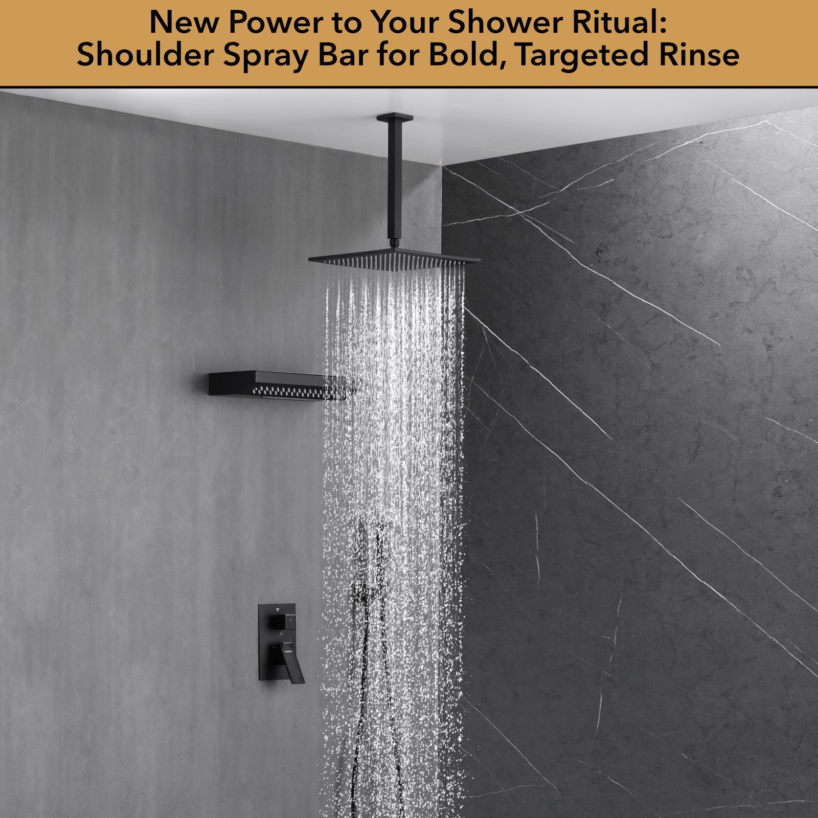 Single Handle 2-Spray Shower Faucet 1.8 GPM with 12 in. Rainfall Square Head and 14-Inch Shoulder Massage