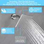 Single Handle 4-Spray Shower Faucet 1.8 GPM 10 in. Square Ceiling Mounted Shower with Pressure Balance in Brushed Nickel