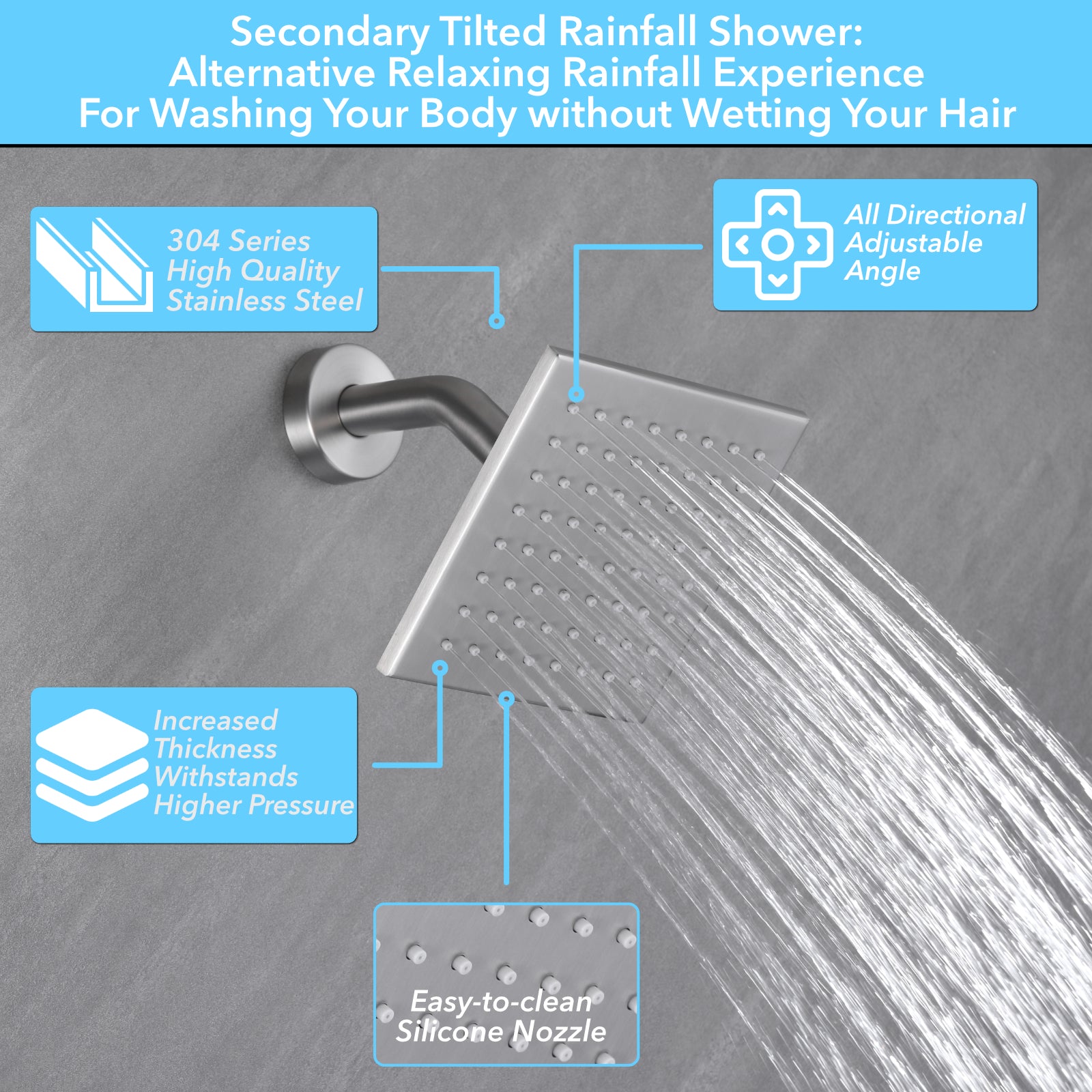 Single Handle 4-Spray Shower Faucet 1.8 GPM 10 in. Square Ceiling Mounted Shower with Pressure Balance in Brushed Nickel