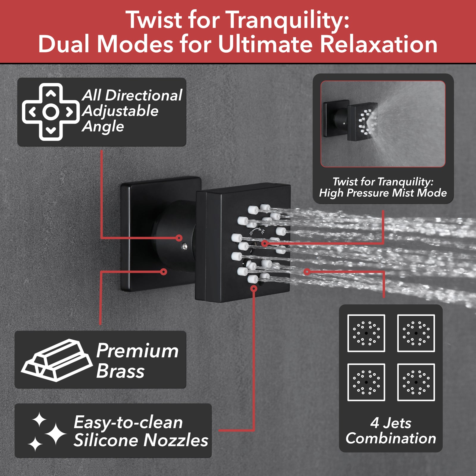 Single Handle 2-Spray Shower Faucet 1.8 GPM 10 in. Square Ceiling Mounted with Pressure Balance in Chrome with 4-Jet