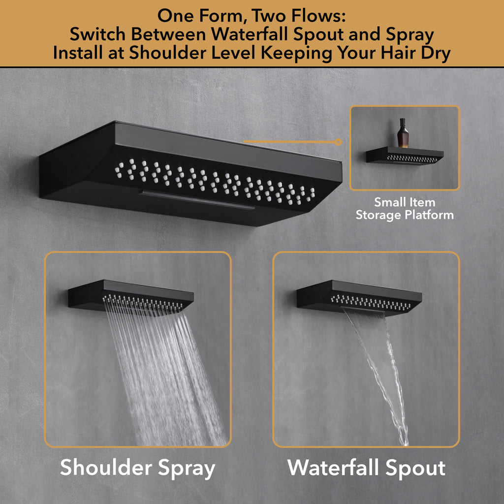 Single Handle 2-Spray Shower Faucet 1.8 GPM with 12 in. Rainfall Square Head and 14-Inch Shoulder Massage