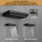 Single Handle 2-Spray Shower Faucet 1.8 GPM with 12 in. Rainfall Square Head and 14-Inch Shoulder Massage