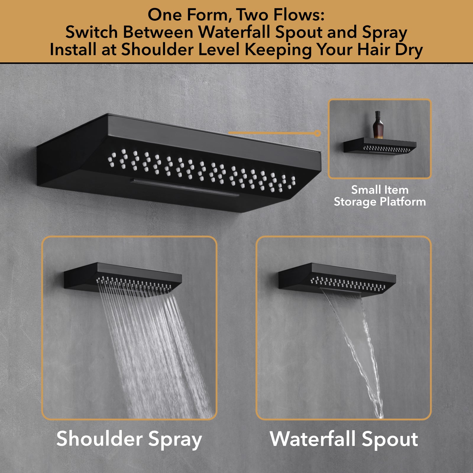 Single Handle 2-Spray Shower Faucet 1.8 GPM with 12 in. Rainfall Square Head and 14-Inch Shoulder Massage