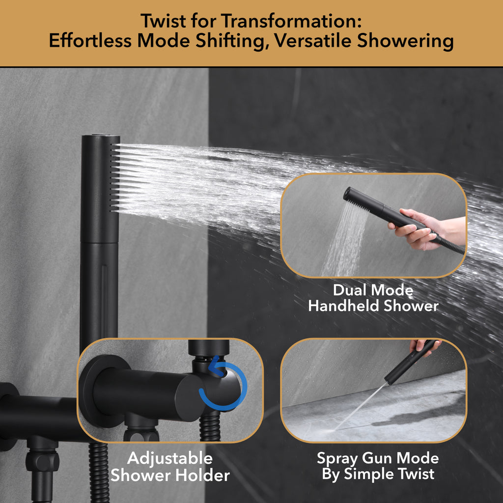 Single Handle 4-Spray Shower Faucet 1.8 GPM 12 in. Round Ceiling Mounted Shower with Pressure Balance