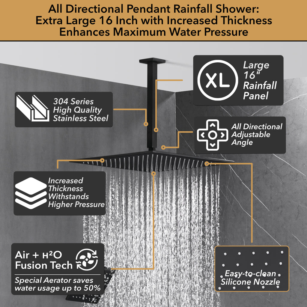 Single Handle 4-Spray Shower Faucet 1.8 GPM 12 in. Square Ceiling Mounted Shower with Pressure Balance