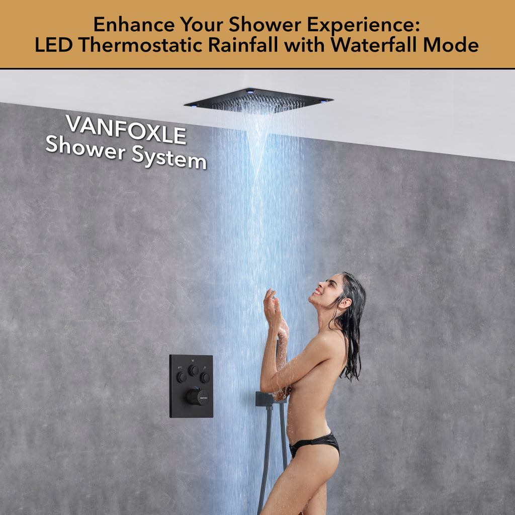 Single Handle 2-Spray Shower Faucet 1.8 GPM 16 in. Square Ceiling Mounted with Pressure Balance