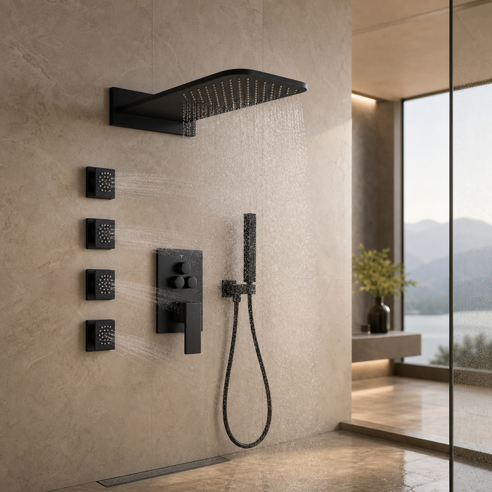 5-Spray Shower Head 20*10 in. Wall Fixed and Handheld Shower Head 1.8 GPM with Pressure Balance and 4-Jet