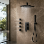 VANFOXLE shower system installed in luxury bathroom scene